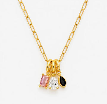 Mixed Gem Charm Necklace