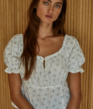 Woven Cotton Floral Print Top