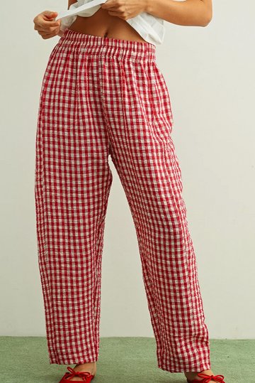 Gingham Pants in Red/White