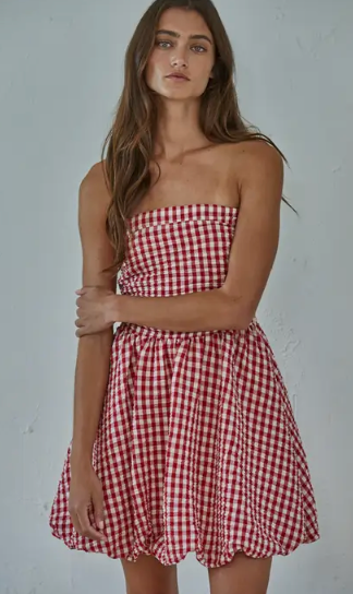 Red Gingham Mini Dress