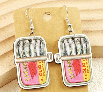 Wooden Sardine Earrings